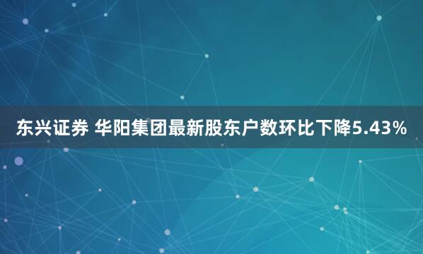东兴证券 华阳集团最新股东户数环比下降5.43%